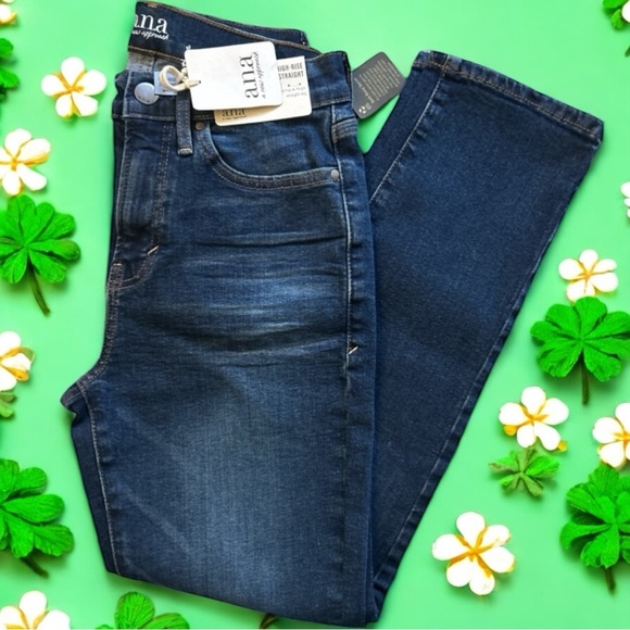 Women’s a.n.a Jeans High-Rise Dark Rinse Straight Leg Size 4 NWT - Picture 5 of 15